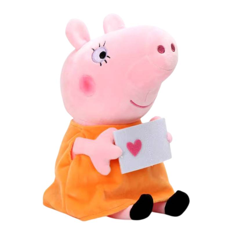Com 30cm de altura, o Peluche Mamã Porquinha é perfeito para crianças a partir de 3 anos. Feito de algodão macio e com enchimento de polipropileno, é ideal para abraços e brincadeiras. Um presente encantador para os fãs de Peppa Pig!