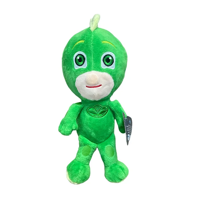 Leve para casa o Peluche PJ Masks Gekko 20cm! Inspirado no herói forte e corajoso da série Disney Junior, este peluche macio é perfeito para crianças +3 anos. Aventure-se no mundo dos PJ Masks com Gekko!