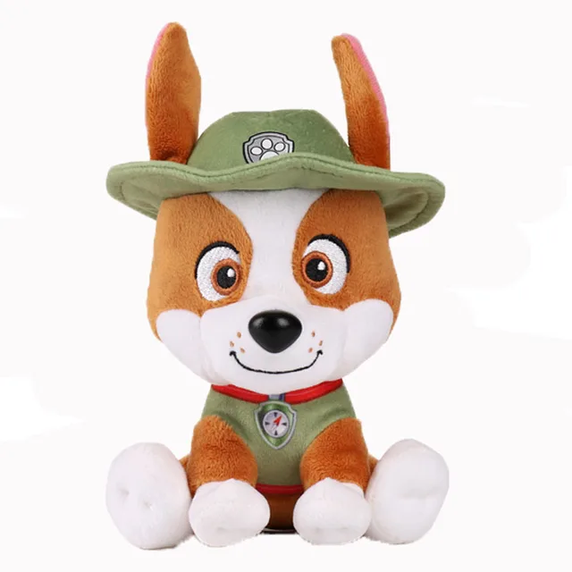 Peluche Tracker - Patrulha Pata - Bonecos de Peluche da Patrulha Pata Descobre o Peluche Tracker da Patrulha Pata — o herói da selva em versão fofa e macia! Disponível em 15cm e 23cm, com certificação CE e ideal para crianças a partir dos 3 anos.