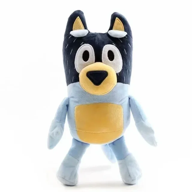 Conheça o peluche Bandit de 28cm, o carismático pai de Bluey da Disney Junior! Perfeito para crianças acima de 3 anos, com enchimento macio e certificado CE. O presente ideal para fãs de Bluey.