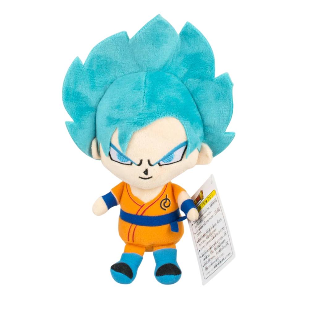 Descubra o Peluche Son Goku Super Saiyajin Azul 20cm, inspirado na transformação épica do Super Saiyajin Deus Super Saiyajin. Perfeito para fãs de Dragon Ball e crianças!