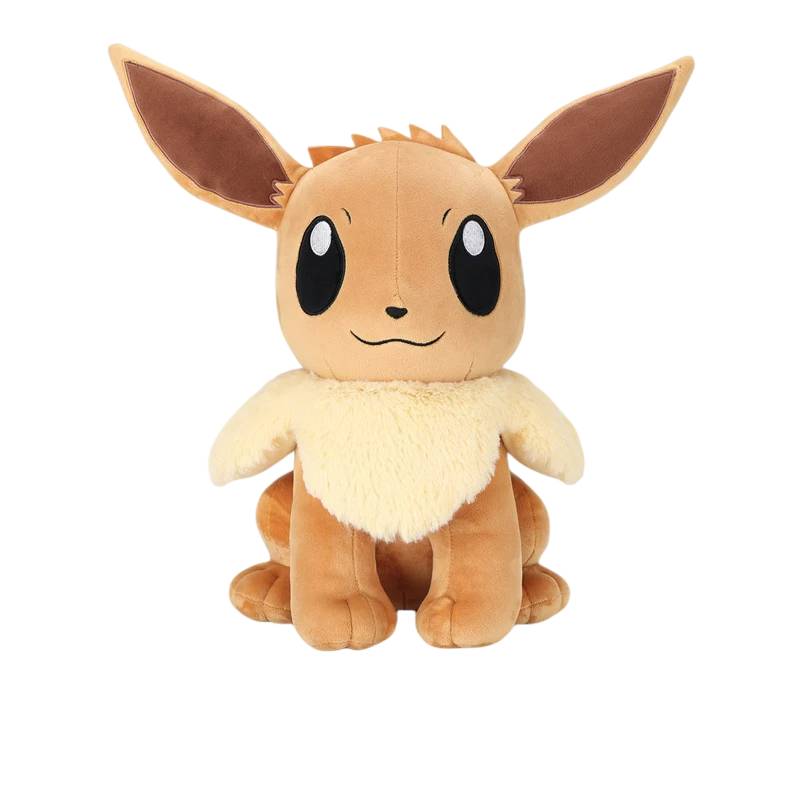 Descobre o peluche Pokémon Eevee de 26cm, perfeito para fãs e colecionadores. Super macio, fofo e com certificação CE. Encomenda já na Plushie!