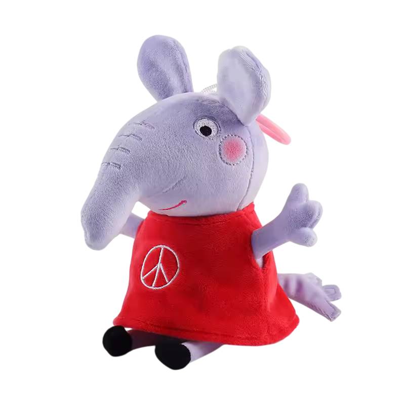 Descubra o Peluche Elefante Emília da Porquinha Peppa (28cm). Um peluche infantil macio, seguro e certificado CE, perfeito para fãs da série do Canal Panda.