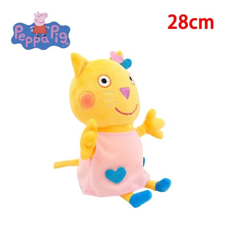 Peluche Gata Glória - Porquinha Peppa 28cm - 1 Descubra o Peluche Gata Glória da Porquinha Peppa (28cm). Um peluche infantil macio, seguro e certificado CE, perfeito para fãs da série do Canal Panda.