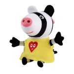 Descubra o Peluche Zebra Zéza da Porquinha Peppa (28cm). Um peluche infantil macio, seguro e certificado CE, perfeito para fãs da série do Canal Panda.