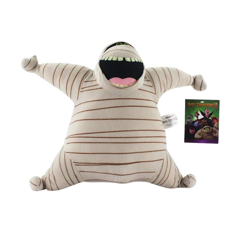 Descubra o Peluche Múmia Murray do Hotel Transylvania em versão 30cm. Um peluche infantil macio, certificado CE e ideal para crianças e colecionadores de filmes de aventura e fantasia.