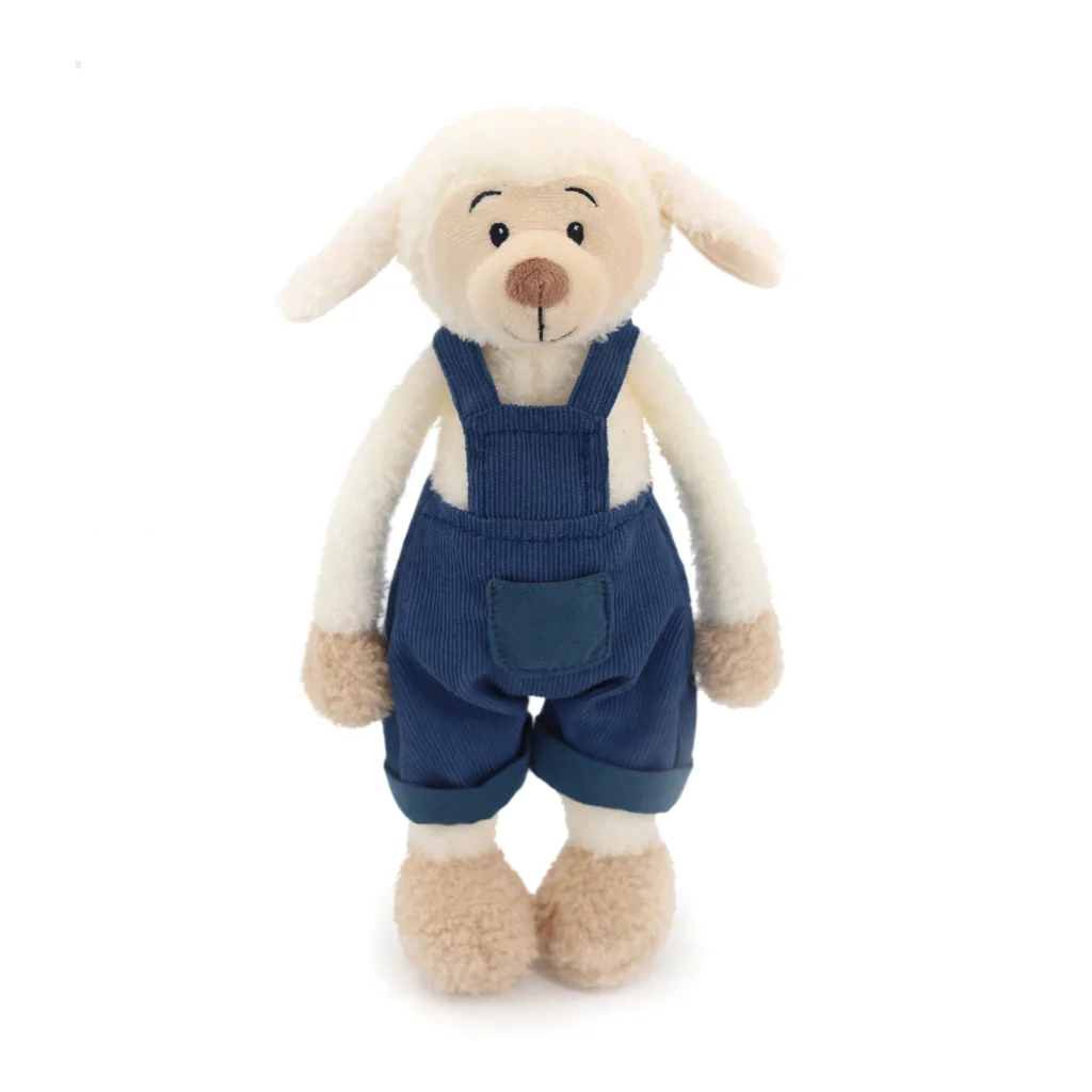 Descubra a Peluche Ovelha com Macacão 30cm, um peluche infantil macio e cheio de charme. Um adorável animal da quinta perfeito para brincar, decorar ou oferecer. Certificado CE.