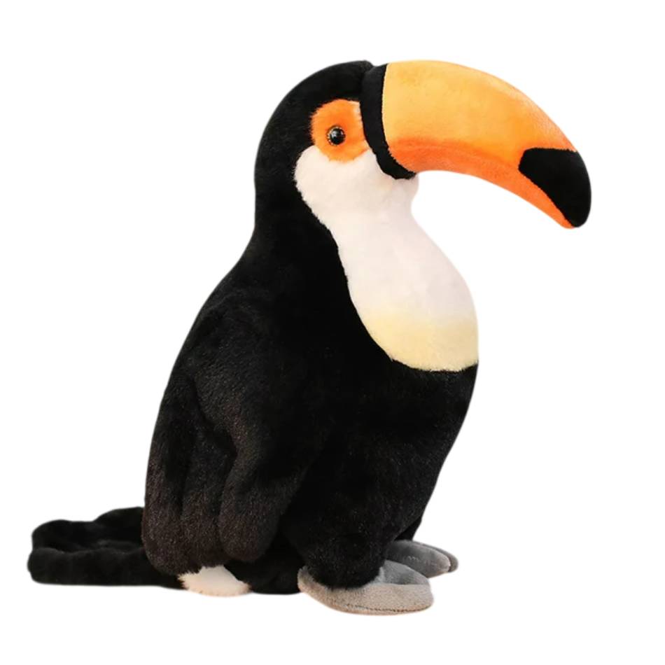 Descubra o Peluche Tucano 30cm macio e colorido, com certificado CE. Ideal para crianças +3 anos e amantes de animais tropicais. Perfeito para oferecer.