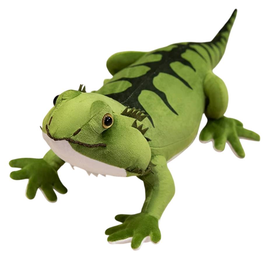 Descubra o Peluche Dragão Barbudo disponível em 42 cm e 54 cm. Um peluche macio, original e realista, ideal para fãs de répteis, animais exóticos e aventuras no deserto.